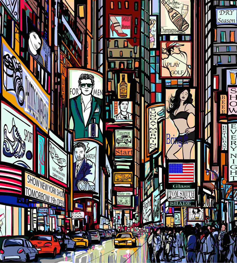 Seinämaalaukset - Times Square, 225x250 cm hinta ja tiedot | Valokuvatapetit | hobbyhall.fi