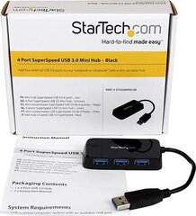 STARTECH ST4300MINU3B 4 Port SuperSpeed hinta ja tiedot | Adapterit | hobbyhall.fi