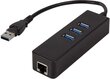 Logilink USB 3.0 3-port Hub with Gigabit hinta ja tiedot | Adapterit | hobbyhall.fi