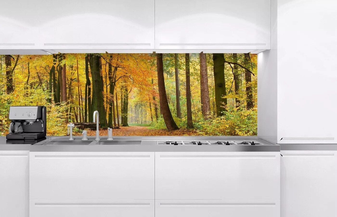 Laminoidut valokuvatapetit keittiöön, Syksyinen metsä, 180x60 cm hinta ja tiedot | Valokuvatapetit | hobbyhall.fi