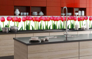 Liimavalokuvatapetti laminoidulla - Red tulips, 350x60 cm hinta ja tiedot | Valokuvatapetit | hobbyhall.fi