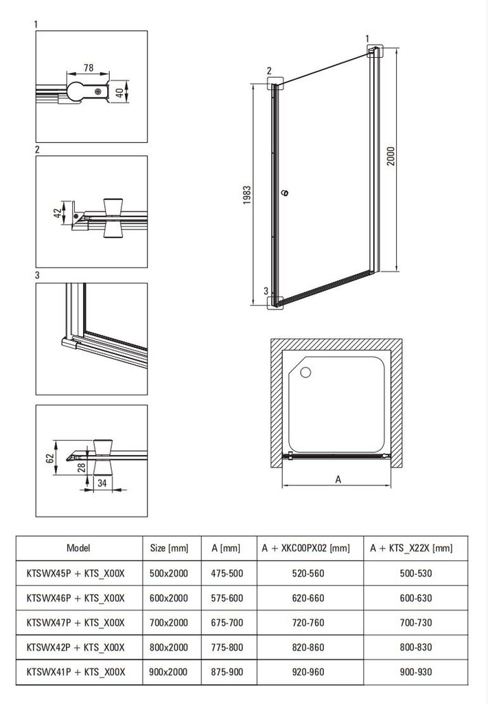 Deante Kerria plus suihkuovi, Chrome, 90 cm hinta ja tiedot | Suihkuseinät ja -ovet | hobbyhall.fi