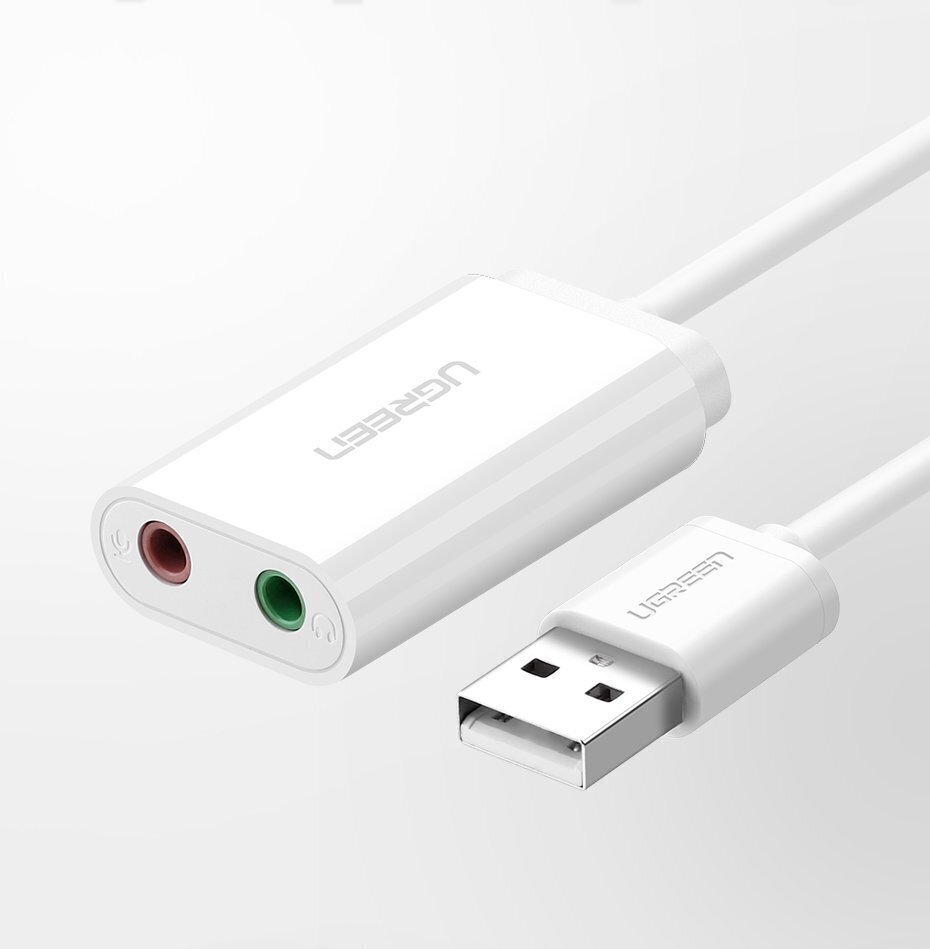 USB-äänisovitin Ugreen 3,5 mm minipistoke 15 cm, musta 30724 hinta ja tiedot | Adapterit | hobbyhall.fi