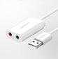 USB-äänisovitin Ugreen 3,5 mm minipistoke 15 cm, musta 30724 hinta ja tiedot | Adapterit | hobbyhall.fi