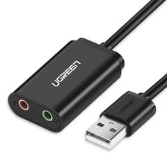 USB-äänisovitin Ugreen 3,5 mm minipistoke 15 cm, musta 30724 hinta ja tiedot | Ugreen Tietokoneet ja pelaaminen | hobbyhall.fi