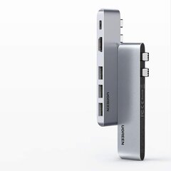 Sovitin Ugreen Multifunctional HUB 2x USB Typ C - USB Typ C PD (Thunderbolt 3, 100W, 4K @ 60 Hz, 10 Gbps) / HDMI 4K @ 30 Hz / 3x USB 3.0 MacBook Prolle / Air grey (60559). hinta ja tiedot | Ugreen Tietokoneiden lisävarusteet | hobbyhall.fi
