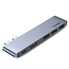 Sovitin Ugreen Multifunctional HUB 2x USB Typ C - USB Typ C PD (Thunderbolt 3, 100W, 4K @ 60 Hz, 10 Gbps) / HDMI 4K @ 30 Hz / 3x USB 3.0 MacBook Prolle / Air grey (60559). hinta ja tiedot | Ugreen Muut autoilun lisätarvikkeet | hobbyhall.fi
