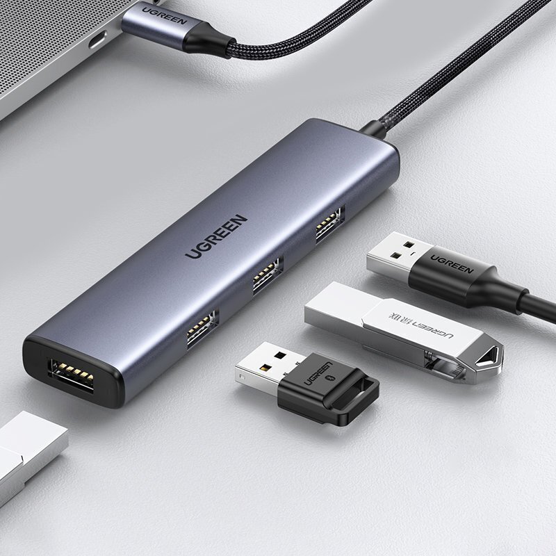 USB-C jakaja 4x USB 3.2 portilla, hopea hinta ja tiedot | Adapterit | hobbyhall.fi