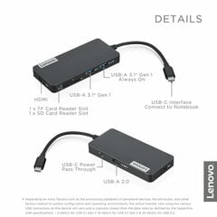Lenovo USB-C 7-in-1 Hub USB Hub, USB 3.0 hinta ja tiedot | Adapterit | hobbyhall.fi