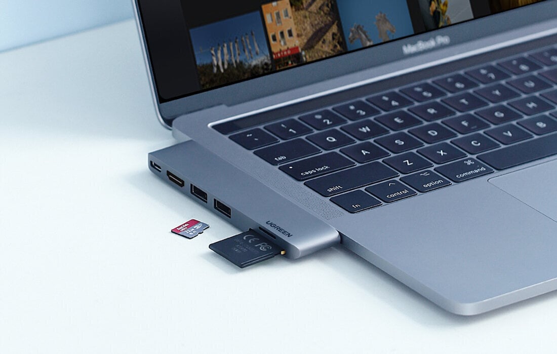 Keskitin 6-in-1 UGREEN CM380 USB-C -keskitin MacBook Air / Prolle, harmaa hinta ja tiedot | Adapterit | hobbyhall.fi