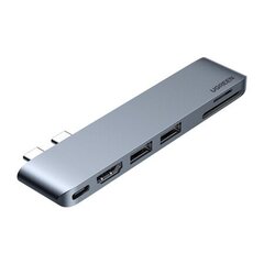 Keskitin 6-in-1 UGREEN CM380 USB-C -keskitin MacBook Air / Prolle, harmaa hinta ja tiedot | Adapterit | hobbyhall.fi