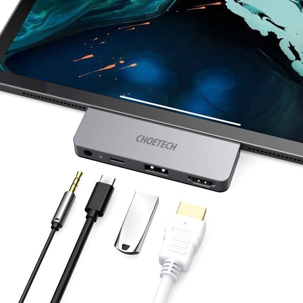 Choetech Multifunctional USB HUB Apple iPad Pro Typ C 4in1 60W PD black (HUB-M13) hinta ja tiedot | Adapterit | hobbyhall.fi