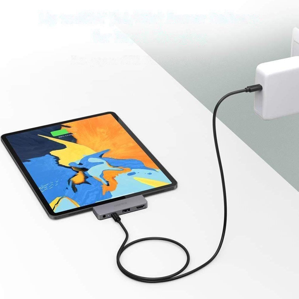 Choetech Multifunctional USB HUB Apple iPad Pro Typ C 4in1 60W PD black (HUB-M13) hinta ja tiedot | Adapterit | hobbyhall.fi