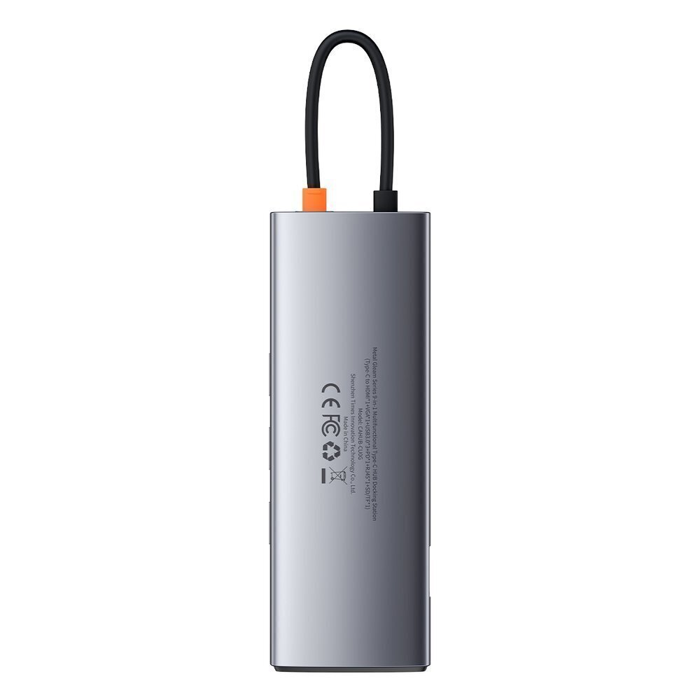 Hub 9in1 Baseus Metal Gleam Series, USB-C to 3x USB 3.0 + HDMI + USB-C PD + Ethernet RJ45 + microSD/SD + VGA hinta ja tiedot | Adapterit | hobbyhall.fi