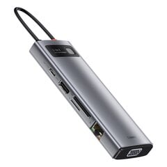 Hub 9in1 Baseus Metal Gleam Series, USB-C to 3x USB 3.0 + HDMI + USB-C PD + Ethernet RJ45 + microSD/SD + VGA hinta ja tiedot | Baseus Tietokoneiden lisävarusteet | hobbyhall.fi