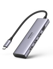 UGREEN CM511 5-in-1 -sovitin USB-C-keskittimeen 3x USB3.0 + HDMI + TF / SD (harmaa) hinta ja tiedot | Adapterit | hobbyhall.fi