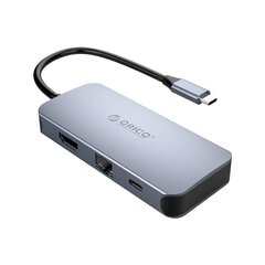 Orico 6-in-1 Adapter Hub, HDMI 4K + 3x USB 3.0 + RJ45 + USB-C PD 100W hinta ja tiedot | Orico Tietokoneiden lisävarusteet | hobbyhall.fi