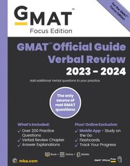 GMAT Official Guide Verbal Review 2023-2024, Focus Edition: Includes Book plus Online Question Bank plus Digital Flashcards plus Mobile App hinta ja tiedot | Yhteiskunnalliset kirjat | hobbyhall.fi