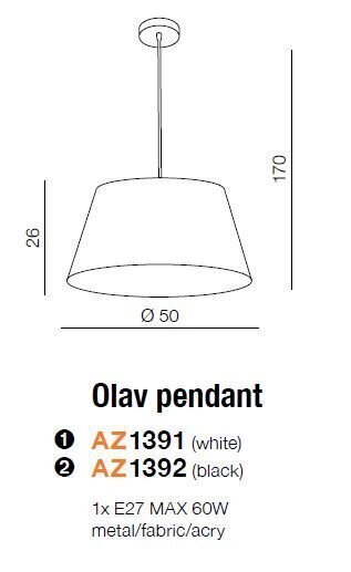 Riippuvalaisin Azzardo Olav AZ1391 hinta ja tiedot | Riippuvalaisimet | hobbyhall.fi