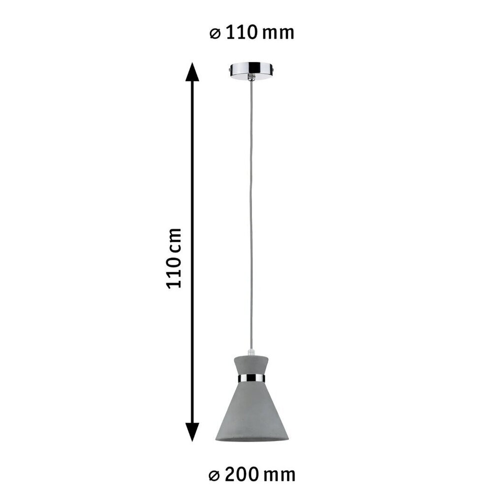 Riippuvalaisin Paulmann Verve IP44 E27 max. 20 W Harmaa/kromi Betoni/metalli hinta ja tiedot | Riippuvalaisimet | hobbyhall.fi