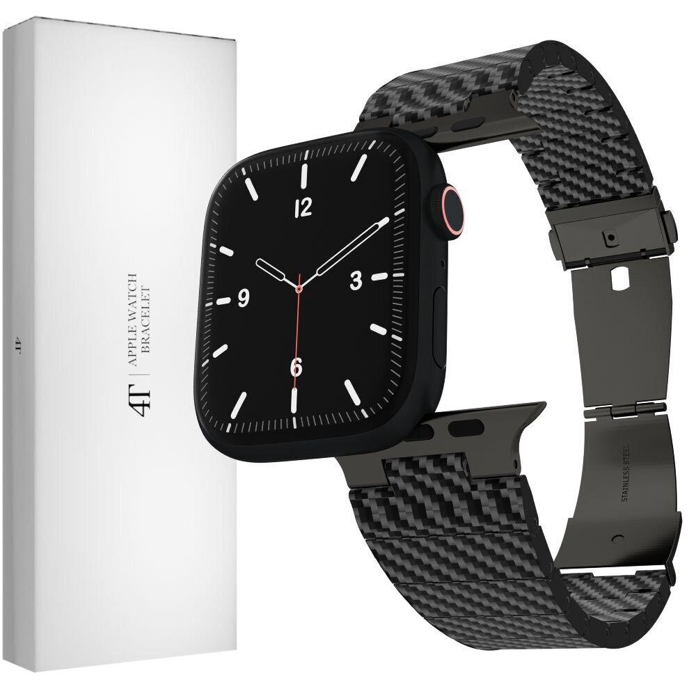 Ranneke Apple Watch Iwatch 4Tech mallille kelloihin ULTRA SE 9 8 7 6 5 4 3 2 1 49 45 44 42 mm Hiiliranneke hinta ja tiedot | Älykellojen ja aktiivisuusrannekkeiden lisätarvikkeet | hobbyhall.fi