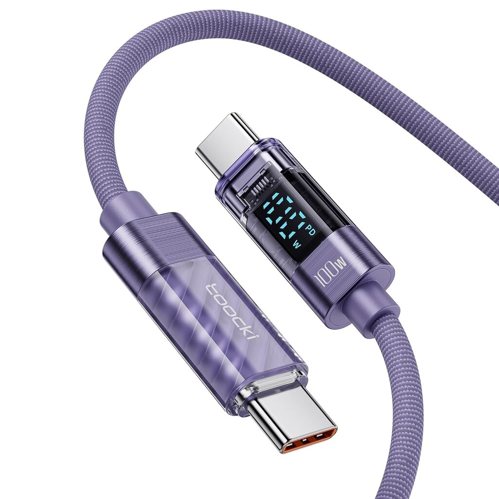 Toocki USB C - USB C 100 W nopean latauksen kaapeli hinta ja tiedot | Puhelinkaapelit | hobbyhall.fi