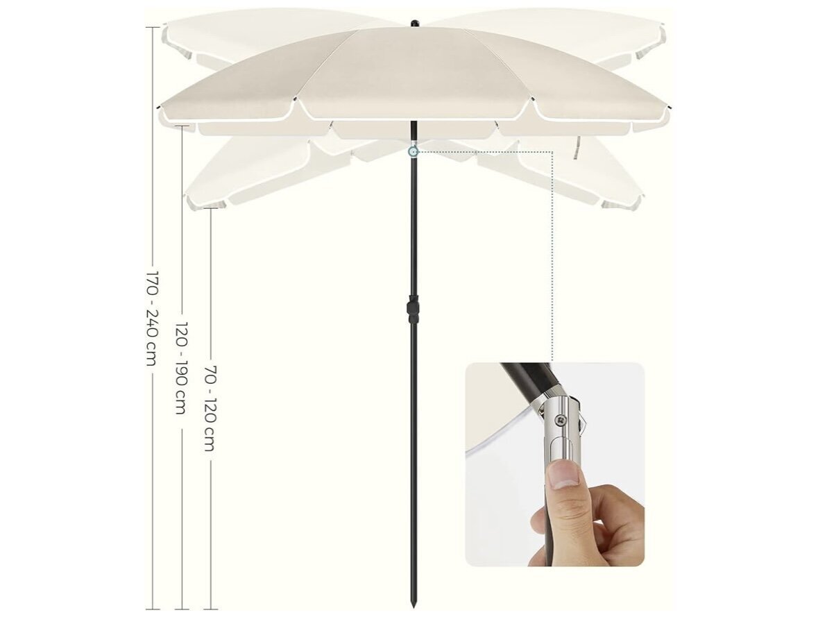 SONGMICS aurinkovarjo 200 cm hinta ja tiedot | Aurinkovarjot ja markiisit | hobbyhall.fi