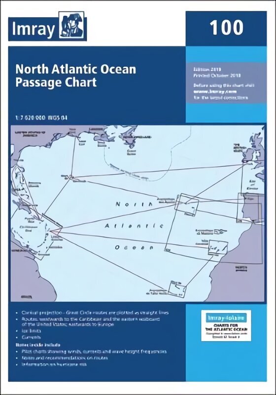 Imray Chart 100: North Atlantic Ocean Passage Chart hinta ja tiedot | Terveys- ja ravitsemuskirjat | hobbyhall.fi