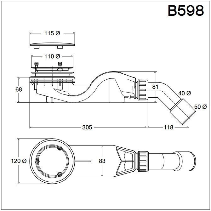 Suihkusifoni Bette B598-000, harmaa hinta ja tiedot | Vesilukot | hobbyhall.fi