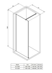 Deante Prizma Walk-in suihkuseinä, Brushed steel, 80x195 cm hinta ja tiedot | Suihkuseinät ja -ovet | hobbyhall.fi