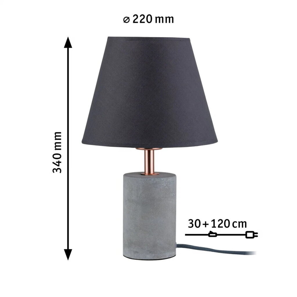 Pöytävalaisimen Paulmann Neordic Tem 1 - lamppu, jossa on grey/copper/concrete - Ilman lamppua, 20 W E27 hinta ja tiedot | Pöytävalaisimet | hobbyhall.fi