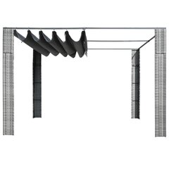 vidaXL Huvimaja katolla polyrottinki 300x300x200 cm harmaa/antrasiitti hinta ja tiedot | Puutarhapaviljongit | hobbyhall.fi