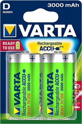 Akku Varta Käyttövalmis 3000mAh D, 2 kpl hinta ja tiedot | Paristot | hobbyhall.fi