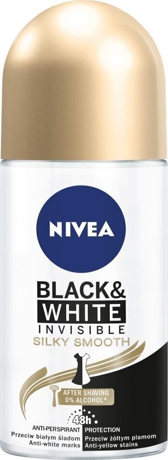 Nivea Black&White Invisible Silky Smooth roll-on deodorantti 50 ml hinta ja tiedot | Deodorantit | hobbyhall.fi