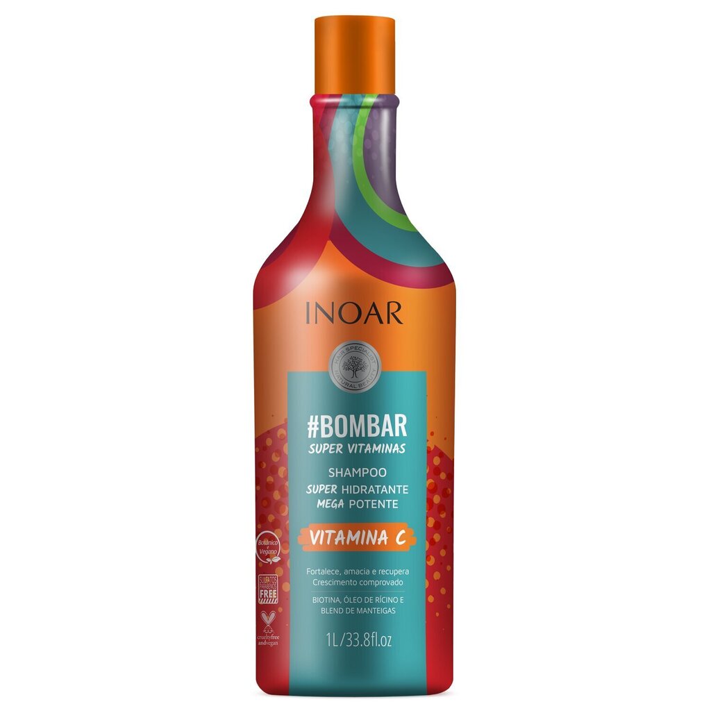 Vitamiinilla rikastettu shampoo Inoar #Bombar Super Vitamins 1000 ml hinta ja tiedot | Shampoot | hobbyhall.fi