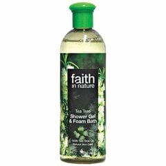 Teepuuöljyä sisältävä syväpuhdistava suihkugeeli/kylpyvaahto Faith in Nature, 400 ml hinta ja tiedot | Suihkusaippuat ja suihkugeelit | hobbyhall.fi