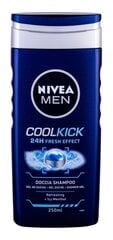 Nivea Men Cool Kick suihkugeeli miehelle 250 ml hinta ja tiedot | Suihkusaippuat ja suihkugeelit | hobbyhall.fi