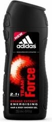 Hius- ja vartaloshampoo Adidas Team Force, 250 ml hinta ja tiedot | Suihkusaippuat ja suihkugeelit | hobbyhall.fi