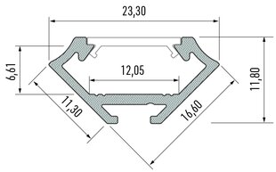 alumiiniprofiili valkoinen c-tyyppi 1 m + hopea verhous. hinta ja tiedot | LED-valonauhat | hobbyhall.fi