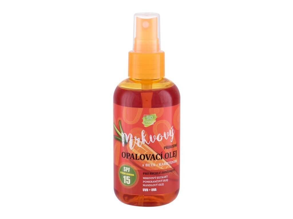 Vivaco Bio Carrot Suntan Oil SPF15 aurinkosuojaöljy 150 ml hinta ja tiedot | Aurinkovoiteet | hobbyhall.fi