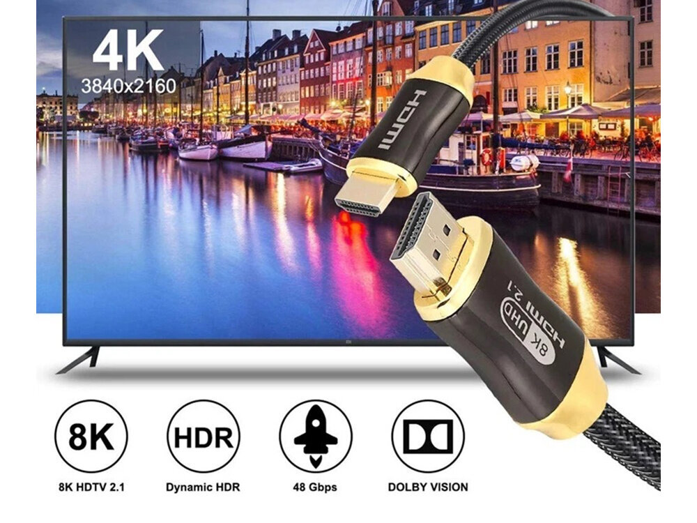 Hdmi 2.1 videokaapeli ultranopea 8k 60hz 4k 120hz hq kulta, 3m hinta ja tiedot | Kaapelit ja adapterit | hobbyhall.fi