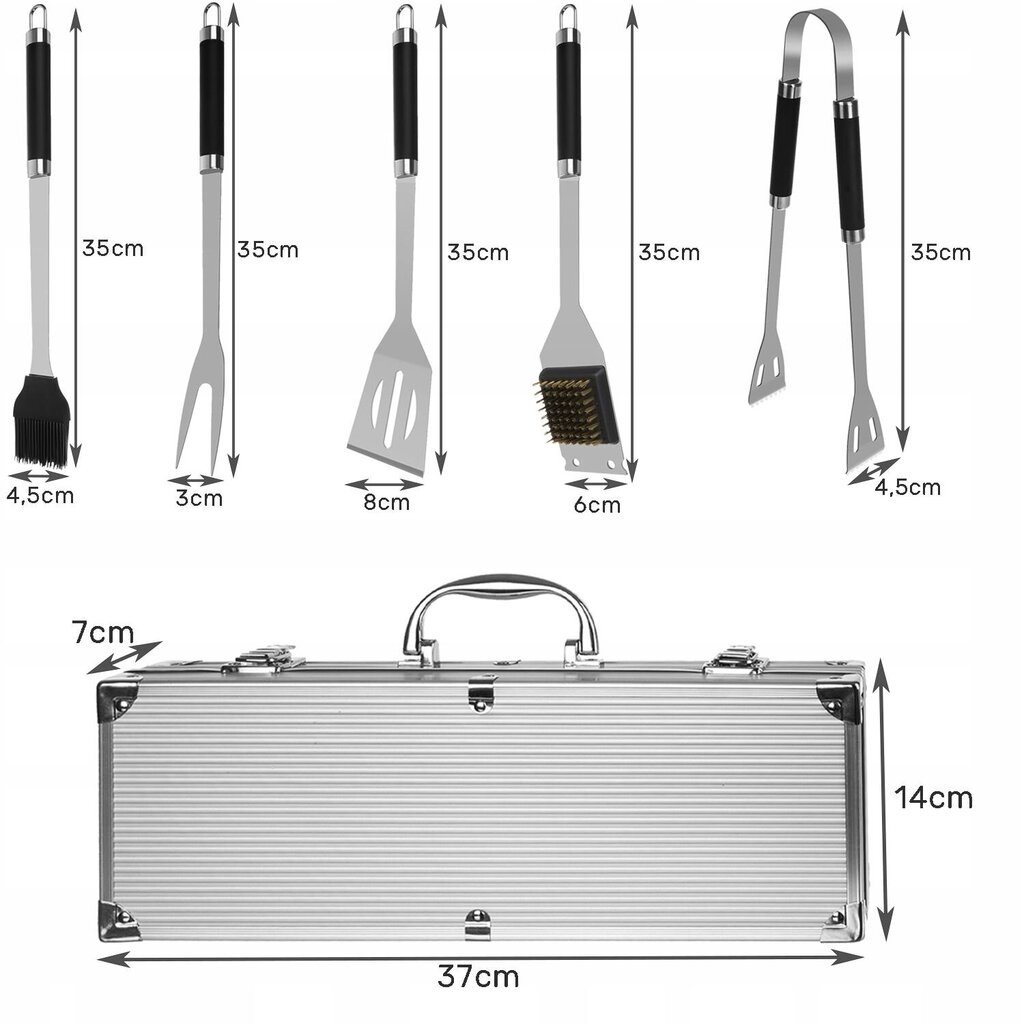 Grillityökalusarja Kaminer, 5 kpl. hinta ja tiedot | Grillitarvikkeet ja -välineet | hobbyhall.fi