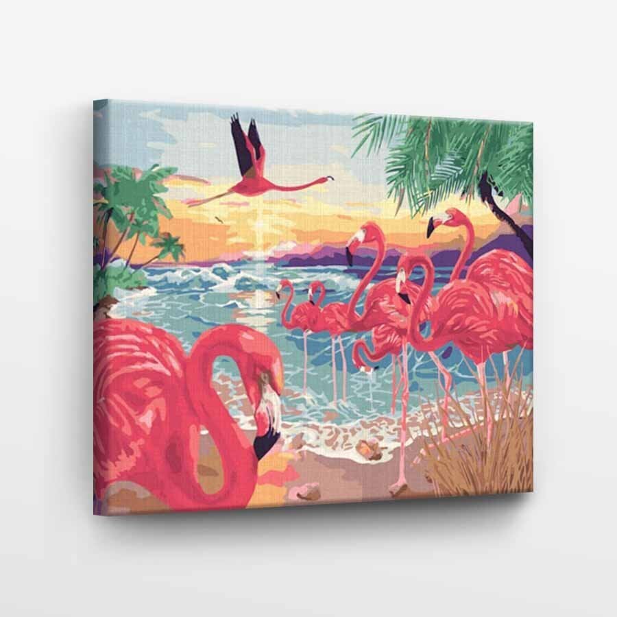 Maalaa numeroittain Flamingo ranta Tapymas.lt 40x50 cm hinta ja tiedot | Maalaa numeroiden mukaan | hobbyhall.fi