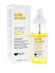 Öljy kaikille hiustyypeille Milk Shake Argan Glistening Argan Oil 50ml hinta ja tiedot | Hiusnaamiot, öljyt ja seerumit | hobbyhall.fi