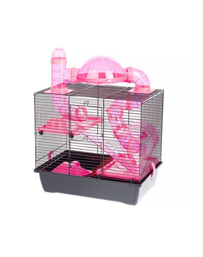 Interzoo Rocky hamsterin häkki, 42 cm, roosa hinta ja tiedot | Pieneläinten häkit ja tarvikkeet | hobbyhall.fi