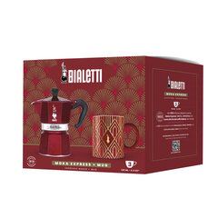 Bialetti Moka Express 3-cup Red Deco Glamour lisäkupilla hinta ja tiedot | Kahvipannut ja teekannut | hobbyhall.fi