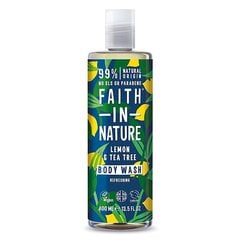 Sitruunaa ja teepuuöljyä sisältävä virkistävä suihkugeeli-kylpyvaahto Faith in Nature, 400 ml hinta ja tiedot | Suihkusaippuat ja suihkugeelit | hobbyhall.fi