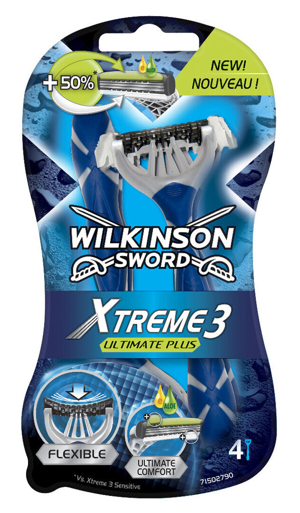 Miesten partahöylä Wilkinson Sword Xtreme3 Ultimate Plus 4 kpl hinta ja tiedot | Karvanpoistoaineet | hobbyhall.fi