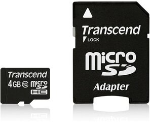 Transcend 4GB microSDHC + sovitin hinta ja tiedot | Transcend Puhelimet, älylaitteet ja kamerat | hobbyhall.fi