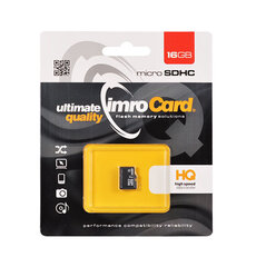 Muistikortti Imro Micro SDHC 16 GB, luokka 10 UHS-1 hinta ja tiedot | Puhelimen muistikortit | hobbyhall.fi